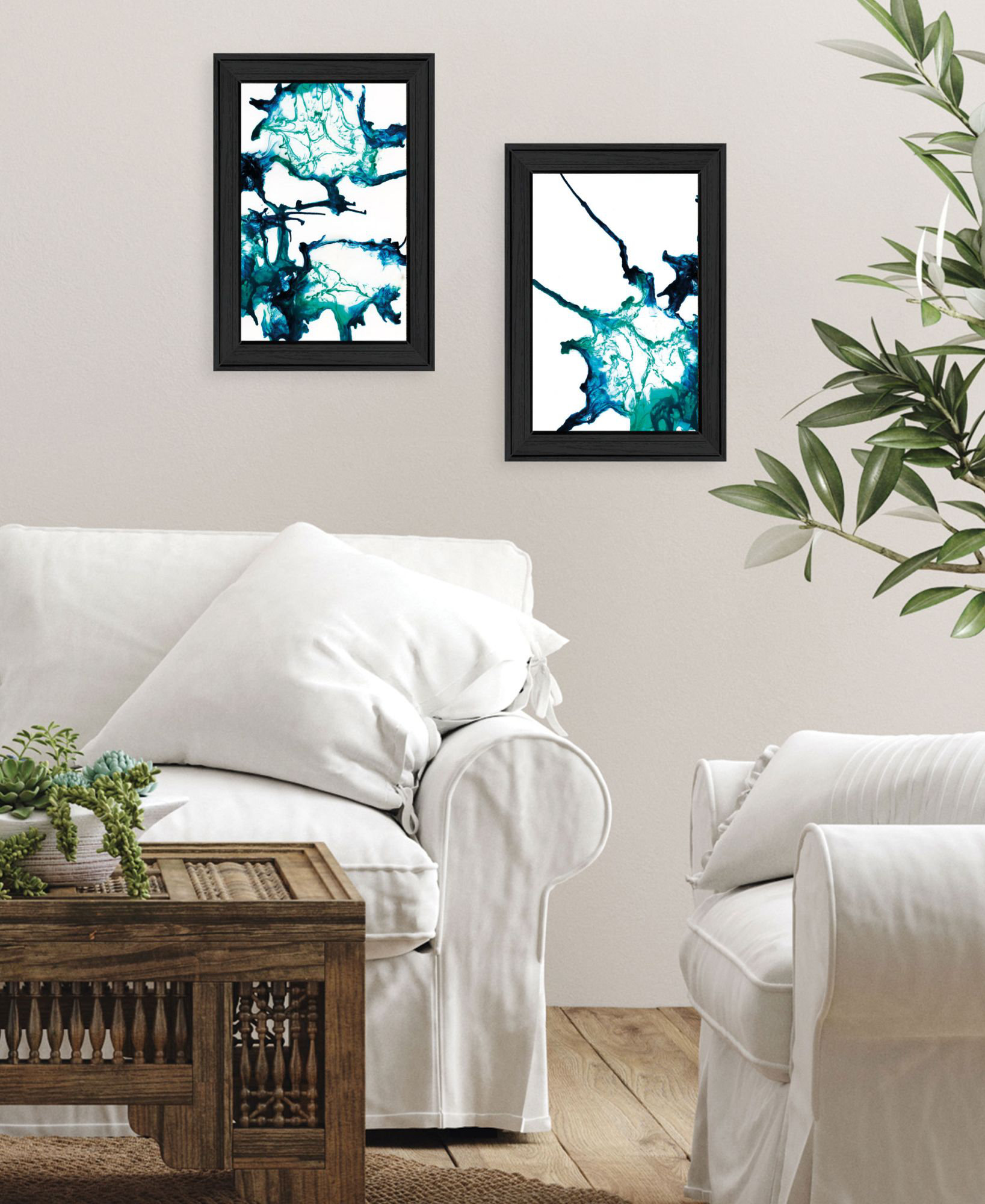 Dovecove "Abstract Ocean Living" Framed Wall Art For Living Room, Wall ...